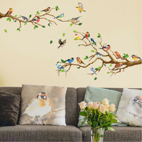 Bedrooms Bathrooms Removable Wall Stickers Birds on Tree Branch Wall Decor Decal