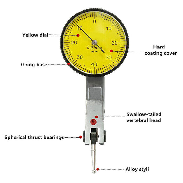 0.01mm Dial Test Indicator DTI Gauge Magnetic Metric Precision Clock Gauge & Box