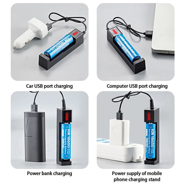 5/10x 1 slot Battery USB Charger for Rechargeable Batteries Li-ion 18650 26650