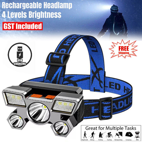 LED Head Light Torch USB Rechargeable Headlamp Flashlight Camping Fishing Lamp