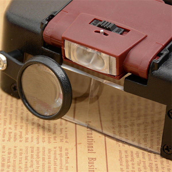 Watch Repair Jewellers Head Headband Magnifier Glasses Loupe With LED Light