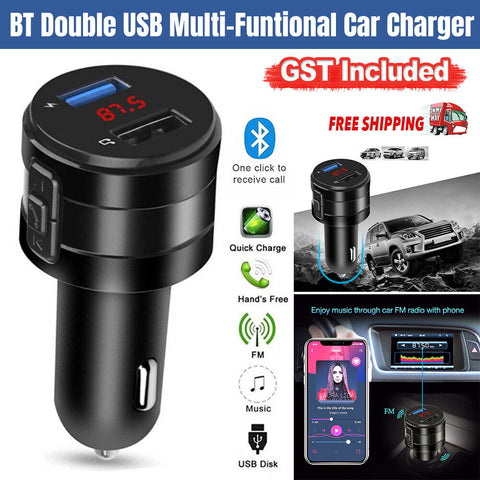 Handsfree Bluetooth 4.2 FM Transmitter Wireless Car Charger USB Kit Radio Player