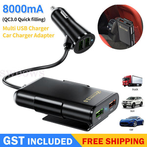 Multi USB Fast Car Charger 4 Ports Quick QC3.0 Adapter Cigarette Lighter Socket