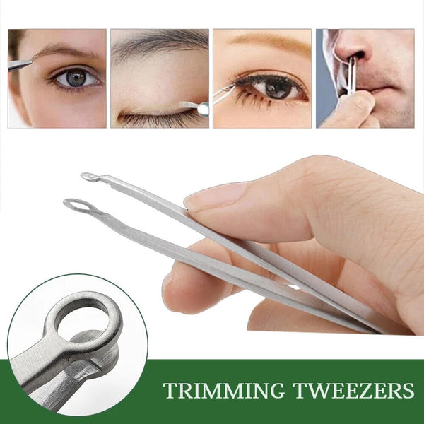 Universal Nose Hair Trimming Tweezers Stainless Steel Round Tip Nasal Cleaning