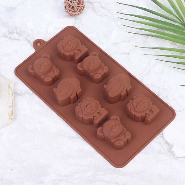 Safari Animals Chocolate Mould Ice Tray Silicone Jelly Cookie Cake Baking Mold