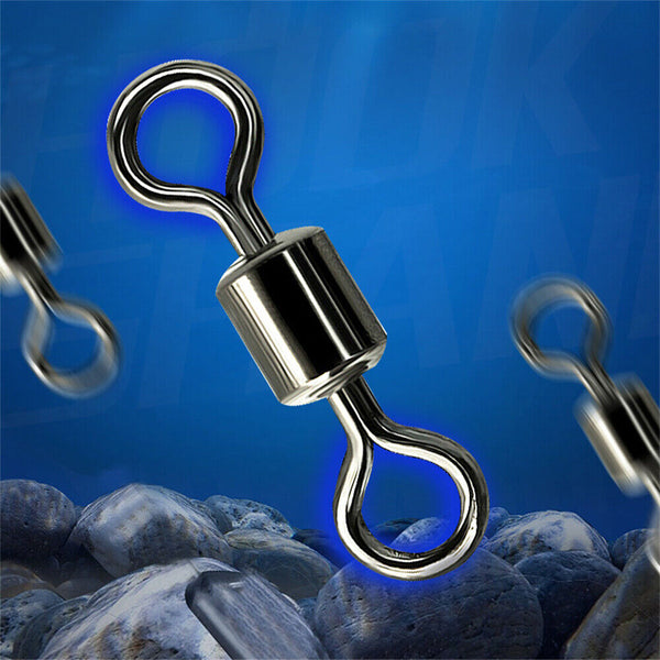 250PCS/Box Fishing Ball Bearing Swivels Solid Ring Hooks Connectors Tackle Tools