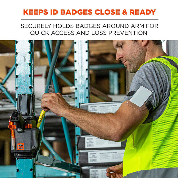 1/5 X Vertical Armband Security ID Card Photo Badge Holder Clear Elastic Strap