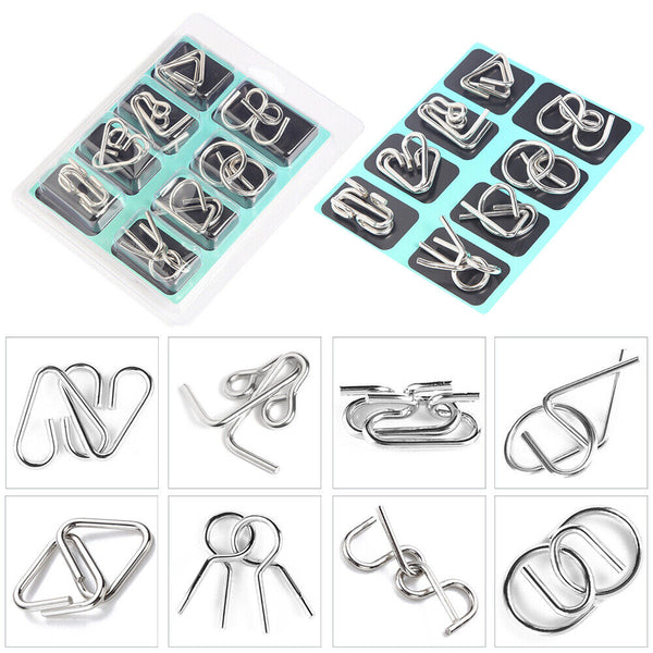 Set of 24PCS Metal Wire Puzzle Toys IQ Test Puzzle Unlock Toys Brain Teasers