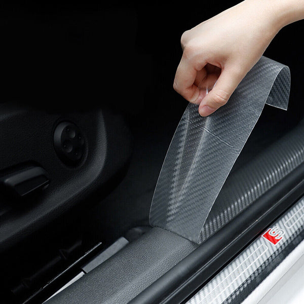 Car Door Sill Protector Edge Sticker Carbon Fiber Rubber DIY Bumper Guard Strip