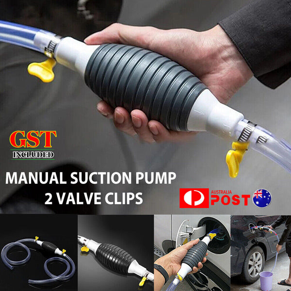 Manual Water Oil Liquid Syphon Petrol Fuel Transfer Pump Hand Siphon Pipe Hose