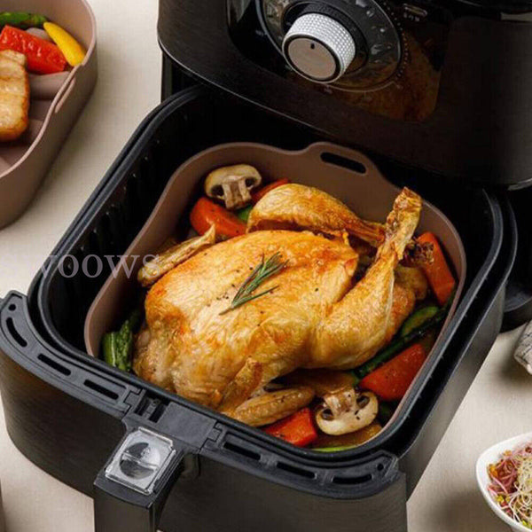 Reusable Air Fryer Accessories Basket Silicone Pot Baking Tray Mat Oven Nonstick