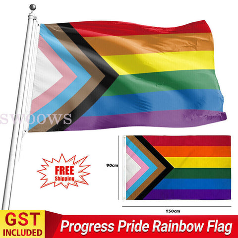 Rainbow Pride Flag Gay Lesbian LGBT Mardi Gras Party Outdoor Banner  90x150cm