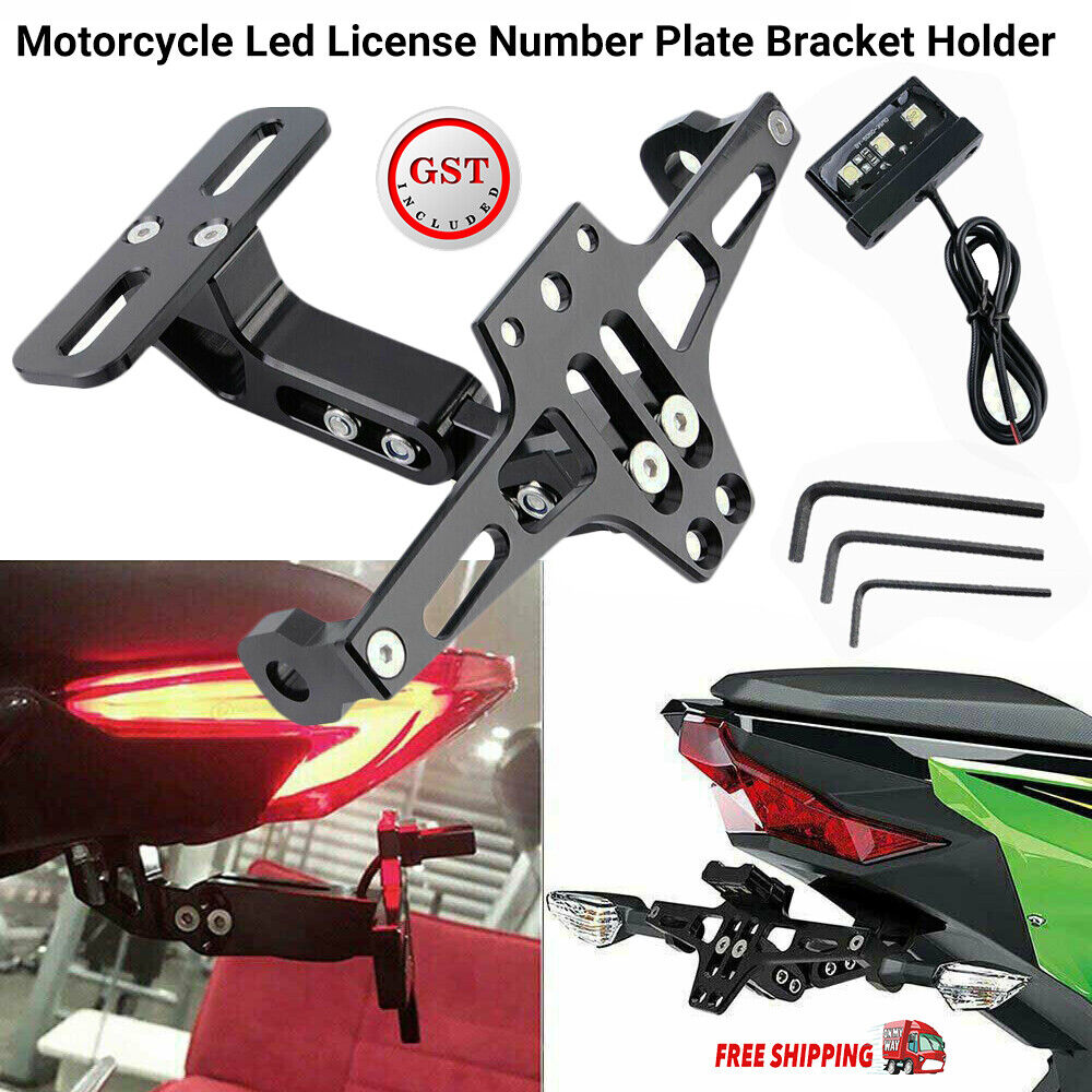 Universal Motorcycle Fender Led License Number Plate Bracket Holder Tidy Tail