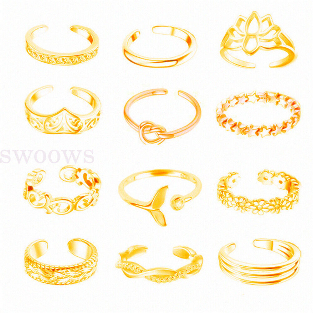 Summer Joint Open Adjustable Finger Rings Foot Ring Toe Ring Set Tail Ring