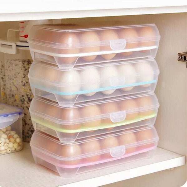 2Pcs 15 Grids Egg Storage Box Refrigerator Plastic Storage Rack Holder Container