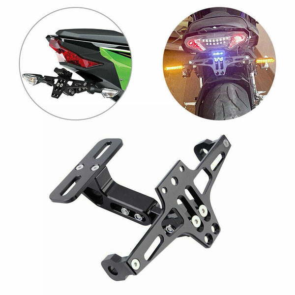 Universal Motorcycle Fender Led License Number Plate Bracket Holder Tidy Tail