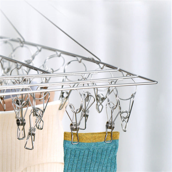 40Pegs Stainless Steel Laundry Sock Underwear Clothes Airer Dryer Rack Hanger AU