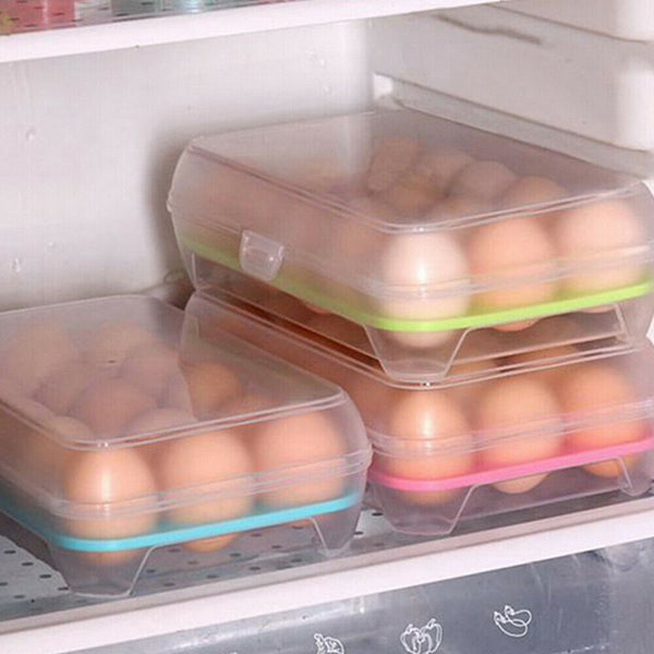 2Pcs 15 Grids Egg Storage Box Refrigerator Plastic Storage Rack Holder Container