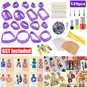 129pcs Polymer Clay Cutters Set for Earring Making DIY Craft Jewelry Handmade