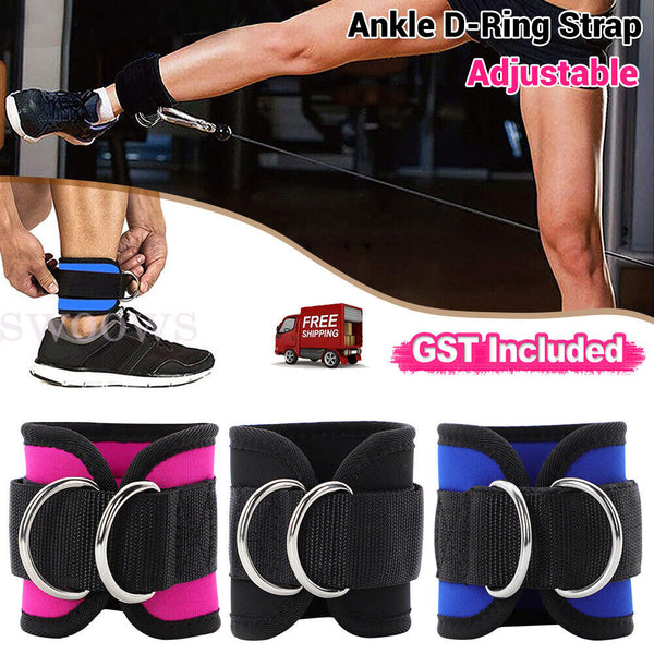 Weight Lifting Ankle D-Ring Strap Pulley Cable Kickbacks Attachment Gym Leg