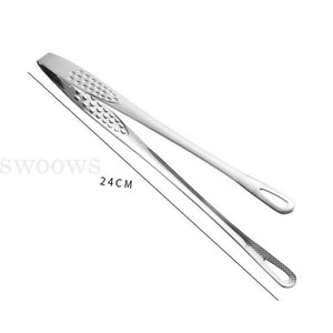 24/28cm Stainless Steel Kitchen Straight Grill Tweezers BBQ Food Tongs Tools