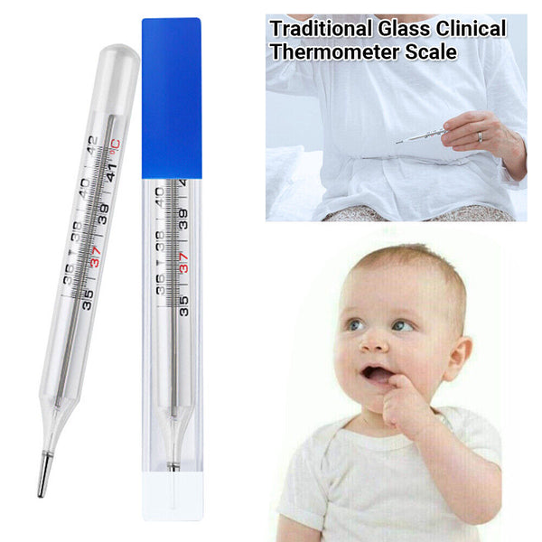 1x Adult Kids Thermometer Scale Traditional Glass Clinical Accuracy Mercury Free