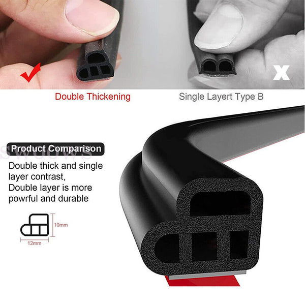 Universal Soundproof Car Door Edge Trim Moulding Seal Strip Rubber Weatherstrip