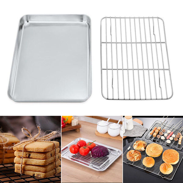 Stainless Steel Baking Tray Oven Pan with Cooling Rack Oven Tray Rack40*30*2.5cm