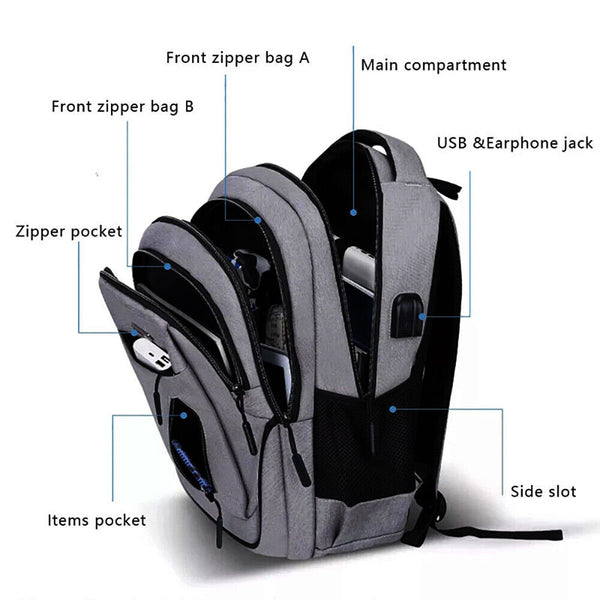 Large Mens Waterproof Backpack Travel Laptop School Bag Business Shoulders Bag