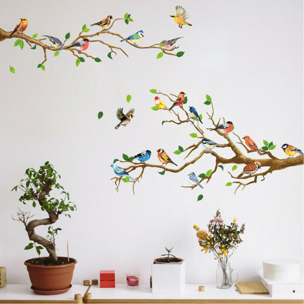 Bedrooms Bathrooms Removable Wall Stickers Birds on Tree Branch Wall Decor Decal