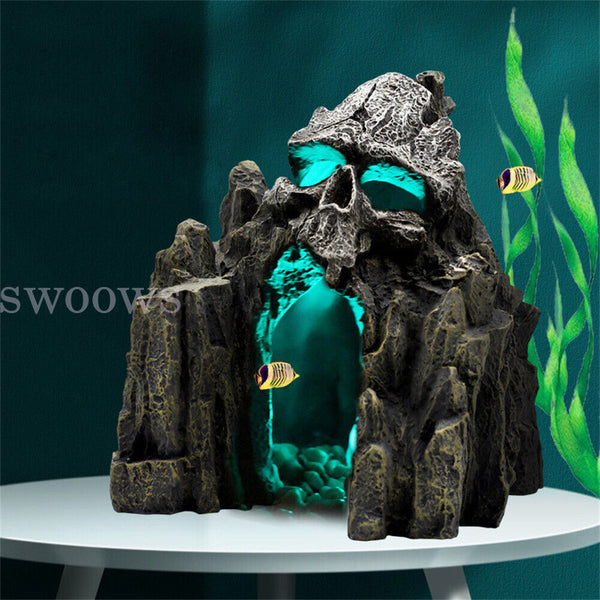 Aquarium Skull Mountain Cave Rockery Ornament Fish Tank Landscape Stone