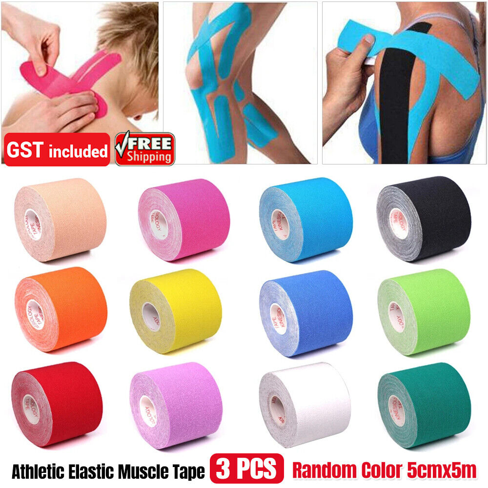 6x Athletic Elastic Physio Sports Kinesiology Rock Tape Muscle Bandage 5cmx5m AU