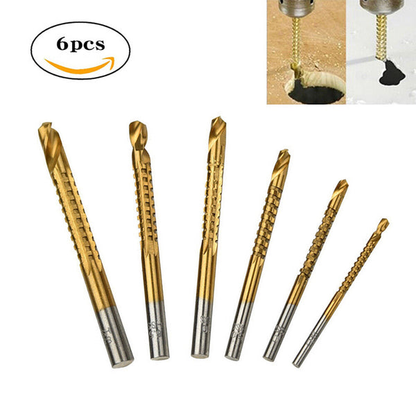 6PCS HSS Titanium Drill Bit Tool Set,3-8mm Twist Drill,For Wood Metal Grooving