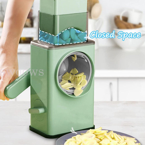 Kitchen Vegetable Food Manual Rotary Drum Grater Chopper Slicer Cutter Shredder