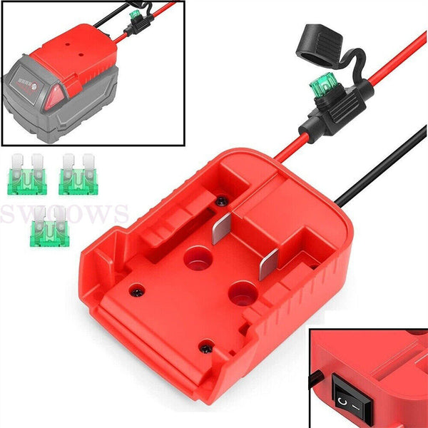 Battery Adapter Base With Fuse Built-in Switch For 18V To Dock Holder 12Awg