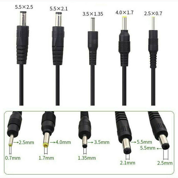 USB to DC Barrel Jack Connector 5.5/4.0/3.5/2.5mm 1M/2M Length