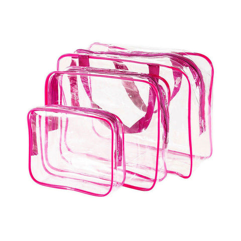 3PCS Cosmetic Makeup Toiletry Clear PVC Organizer Travel Wash Bag Holder Set