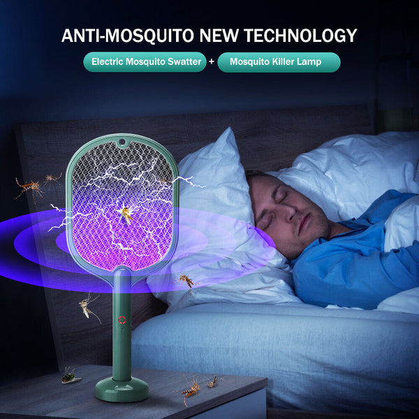 1/2Mosquito Insect Killer Bug Zapper Electric USB Rechargeable Racket FlySwatter
