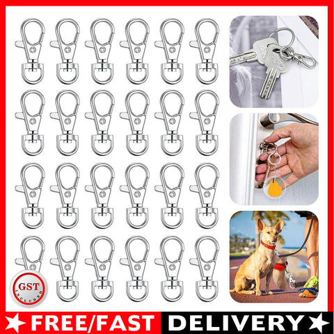 10~100pcs Swivel Lobster Clasp Clips Hook Alloy Key Ring Split Keychain Durable