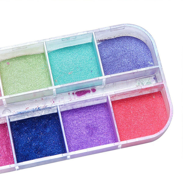 Aurora Mermaid Unicorn Pearl Shimmer Mirror AB Chrome Effect Nail Powder 12 Grid