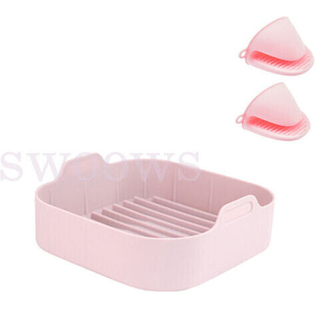 Reusable Air Fryer Accessories Basket Silicone Pot Baking Tray Mat Oven Nonstick