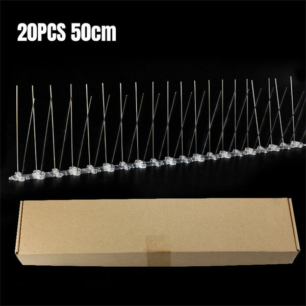 20pcs ANTI BIRD SPIKES 50CM Stainless Steel Polycarbonate Base Pigeon Deterrent