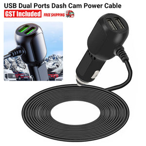 USB Dual Ports Dash Cam Power Cable Car Cigarette Adapter  Lighter Power Cable