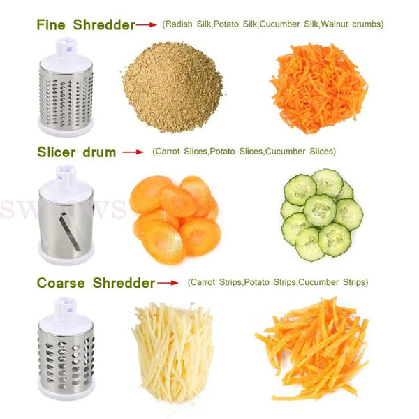 Kitchen Vegetable Fruit Slicer Cutter Shredder Food Manual Rotary Grater Chopper