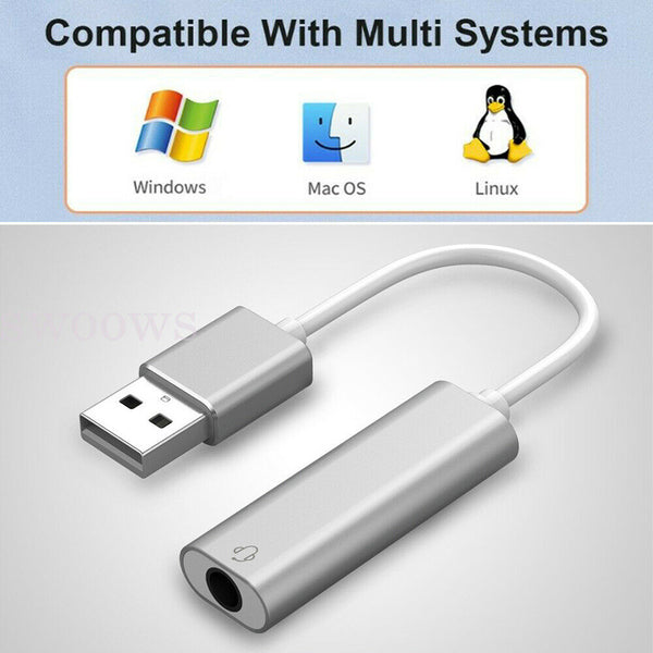 New USB External Sound Adapter with 3.5mm Audio Combo Jack for Headset & Mic