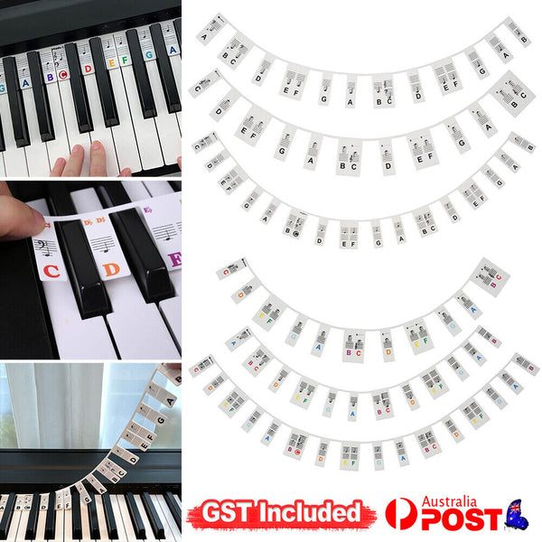 Removable Piano Keyboard Note Labels Reusable Silicone Piano Stickers 88 Keys