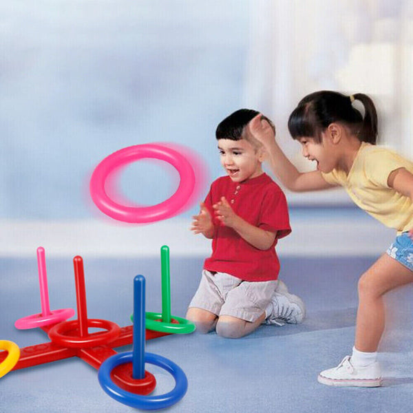 Children Rope Hoop Quoits Fun Ring Toss Outdoor Game Set Puzzle Interactive Toy