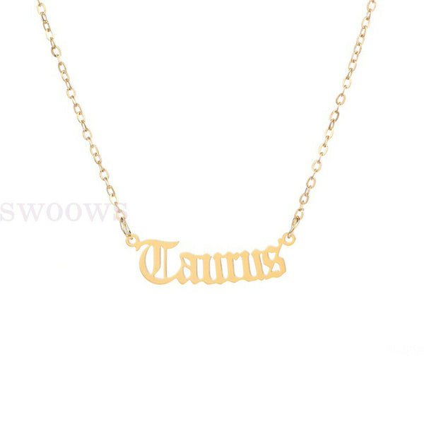 Horoscope Zodiac Star Sign Pendant Old English Necklace Gold Jewellery Chain