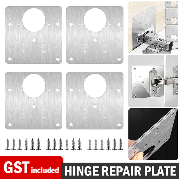 Rust Resistant Steel Furniture Cupboard Repair Mount Tool Hinge Repair Plate AU