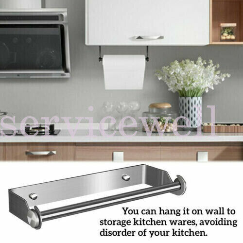 Stainless Steel Paper Towel Holder Hanger Rack Kitchen Shelf Bathroom Organizer